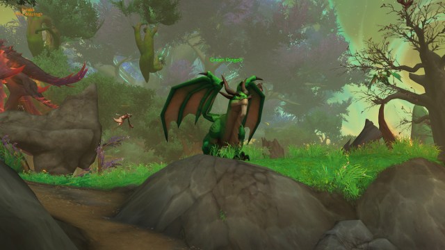 Green dragon standing in the Emerald Dream