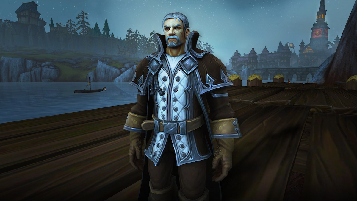 Genn Greymane standing on a dock near Gilneas