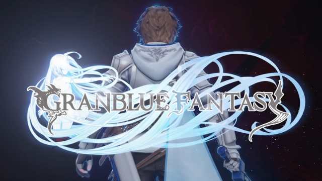 Granblue Fantasy: Relink male protagonist's back and the gane's art in fornt of him.