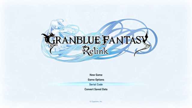 Granblue Fantasy: Relink start menu