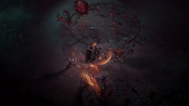 Diablo character fighting the undead