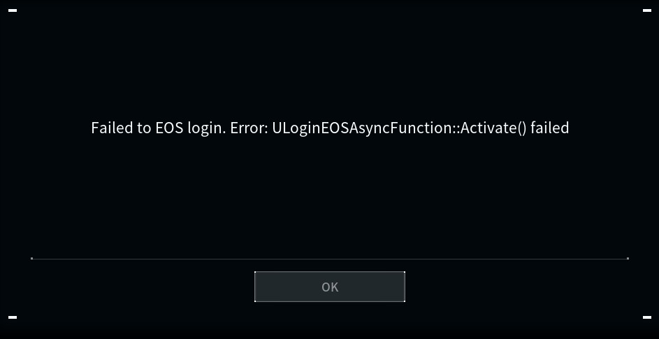 The EOS Login error screen in Palworld.