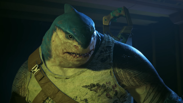 King Shark looking surprised.