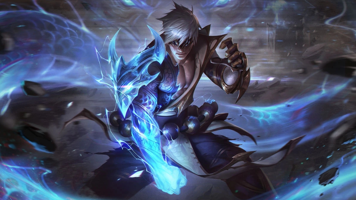 White-haired man wielding dragon magic with his arm