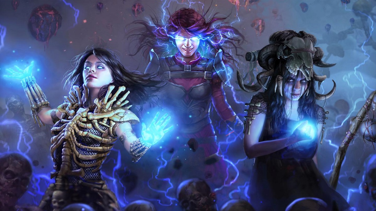 An image of three characters in Path of Exile looking forward.