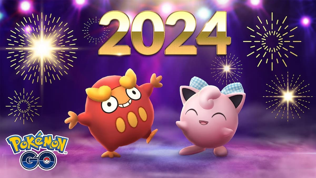 Pokemon Go's New Year 2024 celebration image.