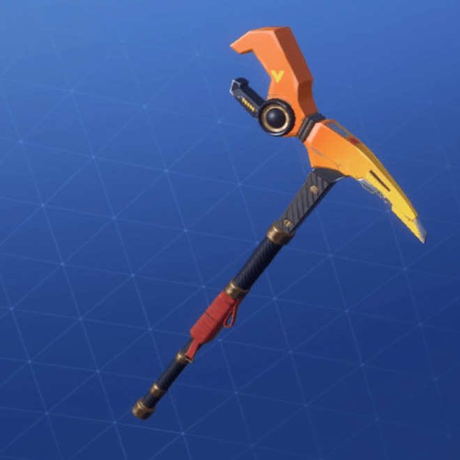 Power Griper Pickaxe in Fortnite, a pickaxe with an orange, clawlike head.