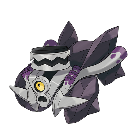 The official art of Revavroom, a vehicle-like Pokémon whose mouth is its motor.