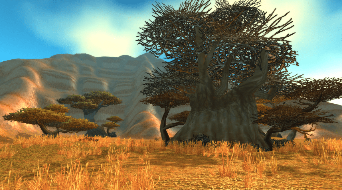 A dead tree, home to Ishamuhale the raptor in WoW Classic