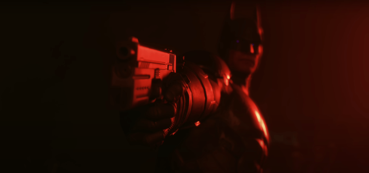 An in game image of Batman holding a gun from Suicide Squad Kill the Justice League