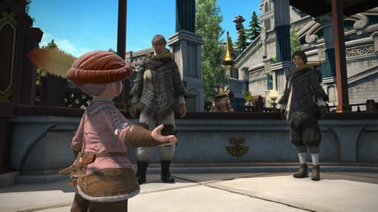 Tataru Taru talking to NPCs