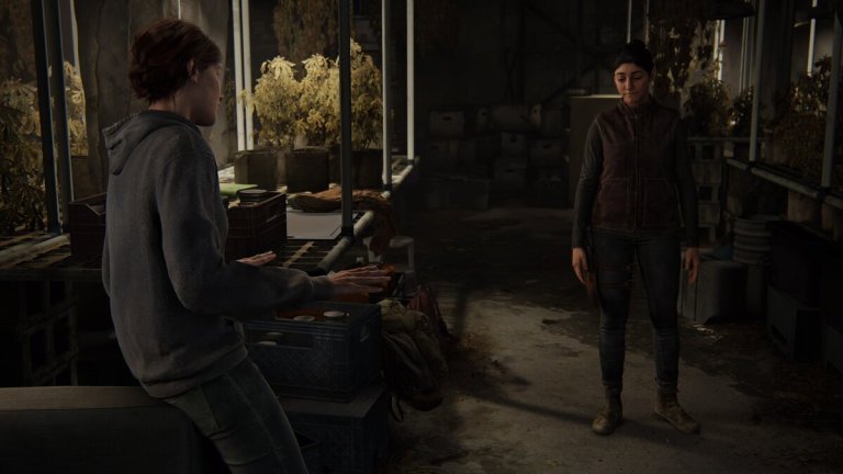 Ellie and Dina inside Eugene's lab in TLOU 2 Remastered