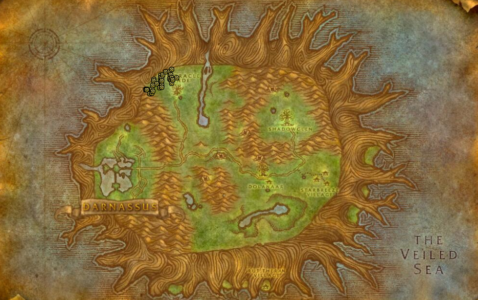 Image of the Teldrassil map in WoW SoD.