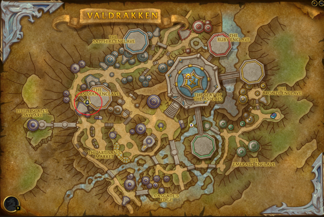 Map of Valdrakken showing the exact location of Maztha in WoW Dragonflight