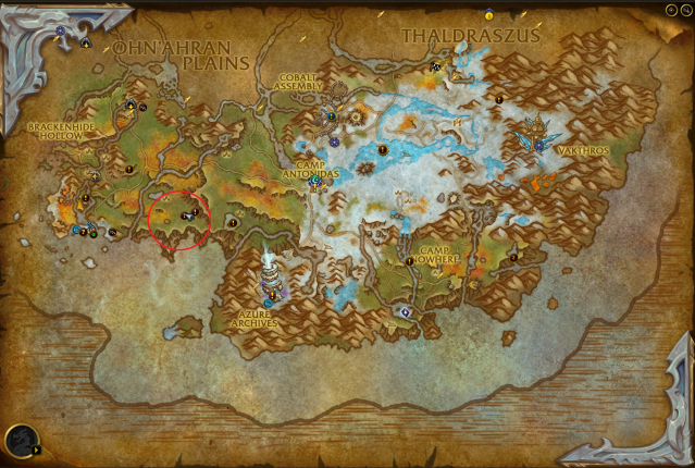 Map of Azure Span, showing the exact location of Traitor's Rest