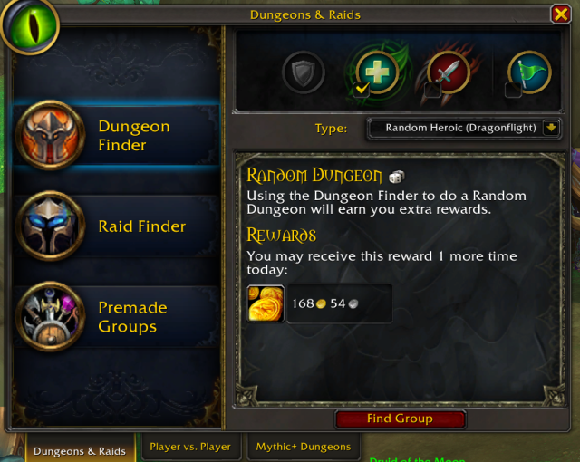 WoW Dungeon Finder UI