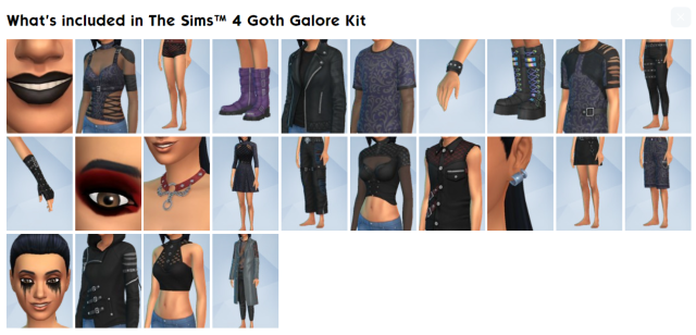 All items in the Goth Galore kit.