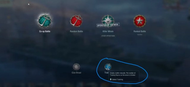 Co-op battle training room in world of warships
