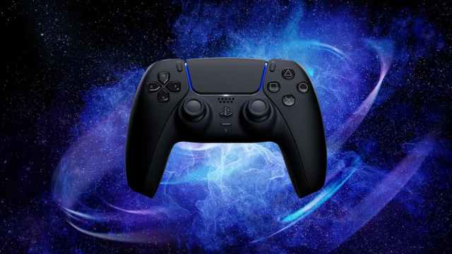 Black dualsense controller on the galaxy background