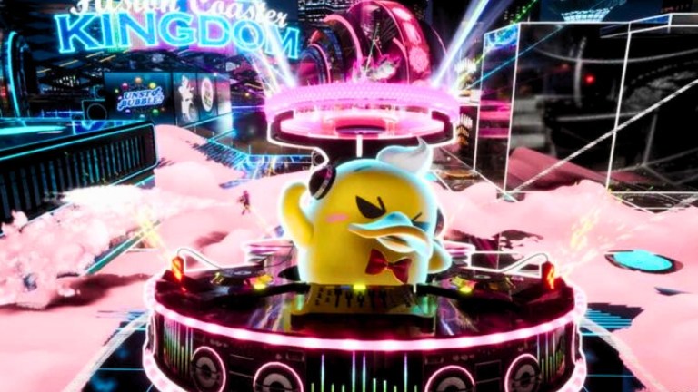 duck dj-ing in foamstars