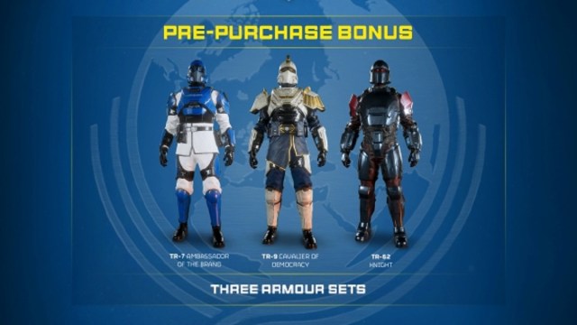 Helldivers 2 pre-order bonuses armor sets