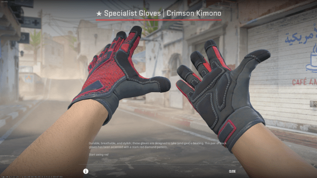 Specialist Glvoes Crimson Kimono gloves in CS2.