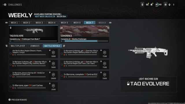 TAQ Evolvere MW3 unlock challenges