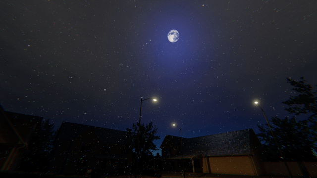 The moon in the sky in Phasmophobia.