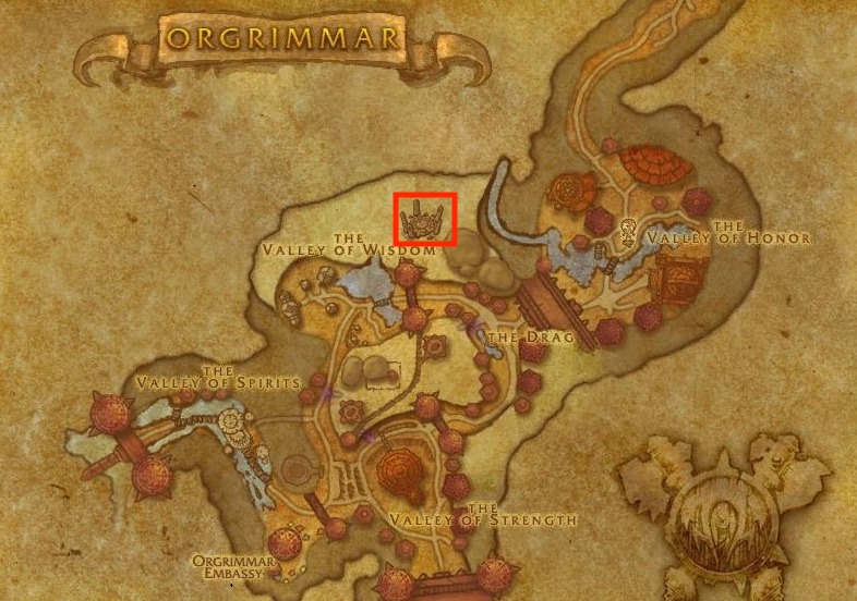 Orgrimmar map in World of Warcraft.