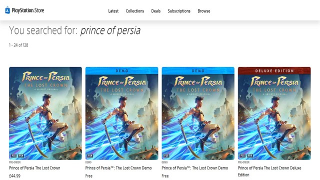 Prince of Persia The Lost Crown PlayStation store search results