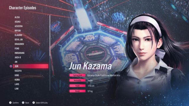 jun character screen in tekken 8