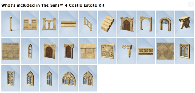 All of the items in the Castle Estate kit.