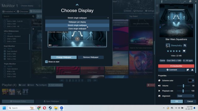 Wallpaper engine option for dual screen monitors