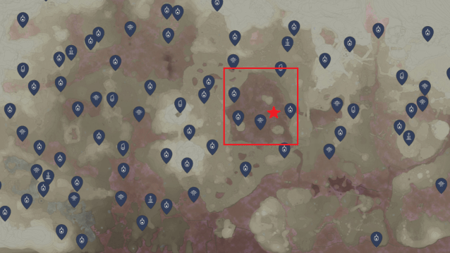 A map with an area to look for Ammonia Glands marked.