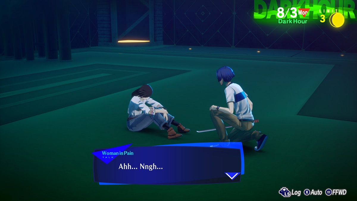 An image of the player character finding a missing person in Tartarus in Persona 3 Reload.