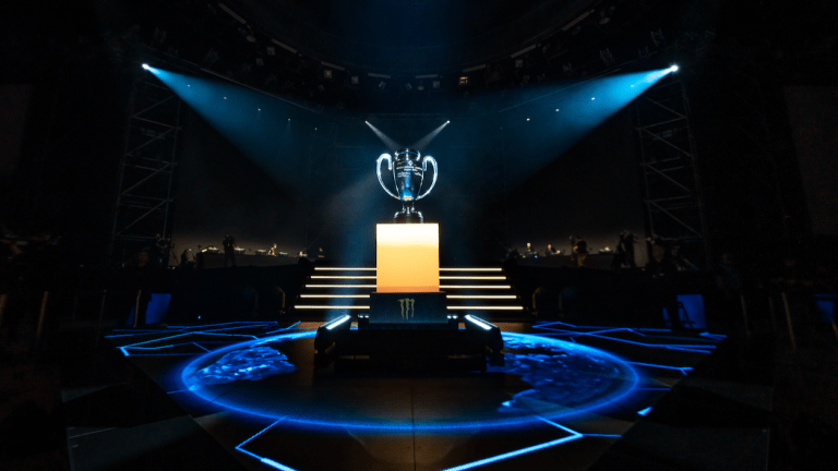 IEM Katowice 2024's trophy on the scene.