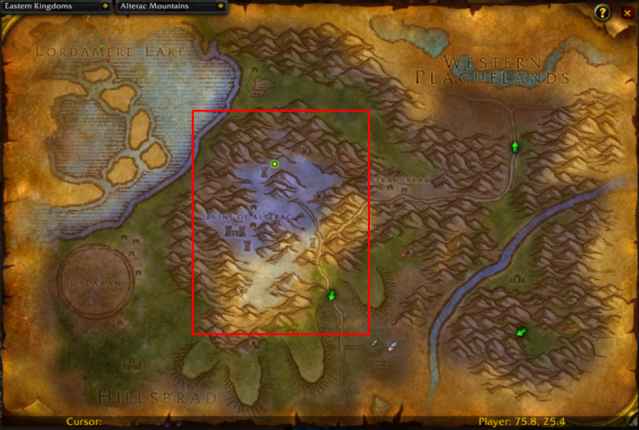 Crushridge Ogres spawn location in Alterac Mountains.