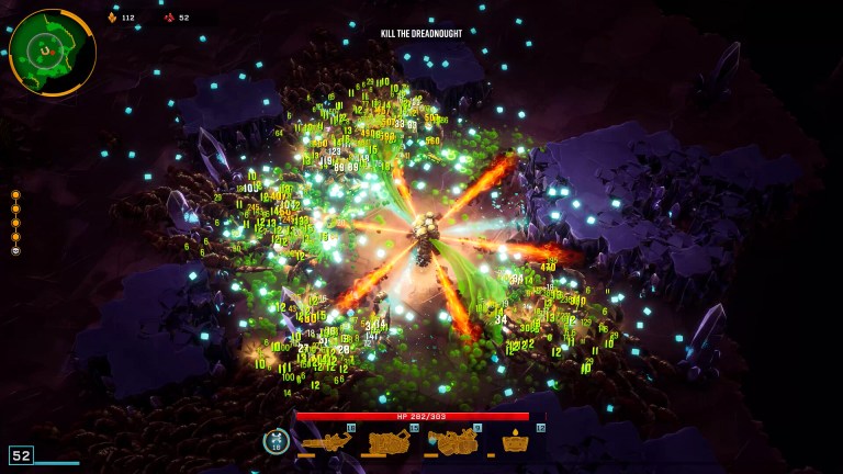 Deep Rock Galactic: Survivor player unleashes weapon on a swarm of bugs