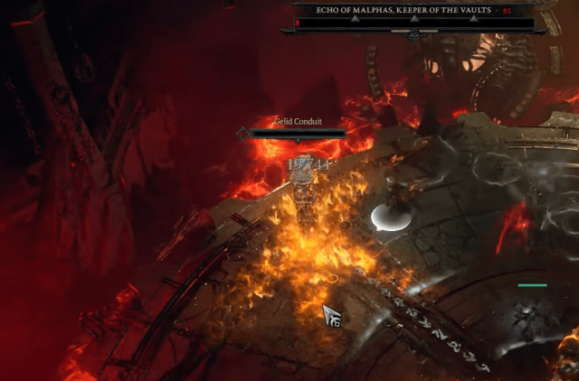 Image of a conduit appearing in the Malphas boss fight in Diablo 4.