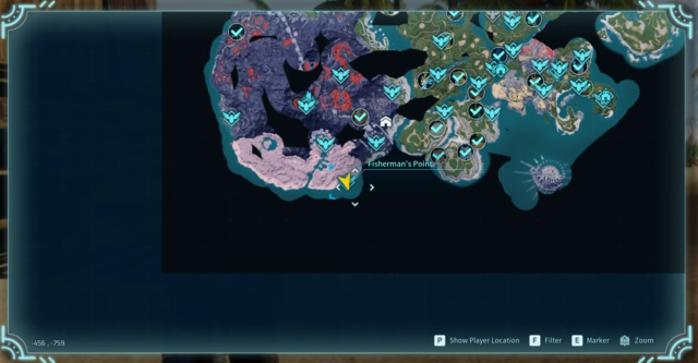 An in game screenshot of the Palworld map.