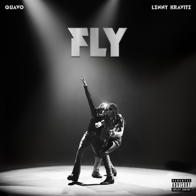 An image from Fortnite Festival of the Fly cover art, which features two men performing on a stage in black and white. 
