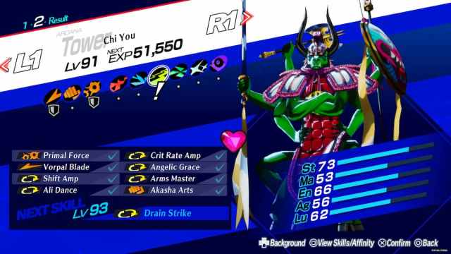 Chi You from Persona 3 with its stats and abilities