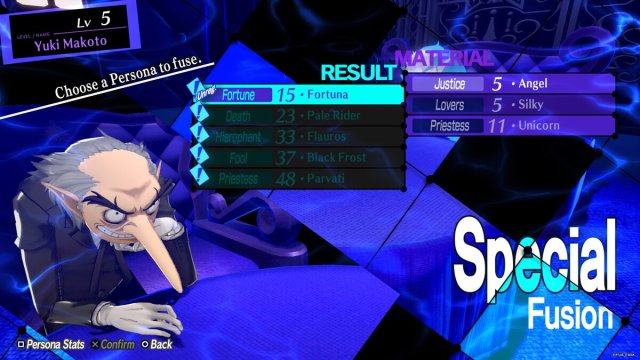 Special persona fusion screen in Persona 3 Reload