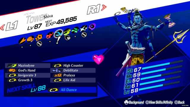 Persona 3 Reload Shiva Status