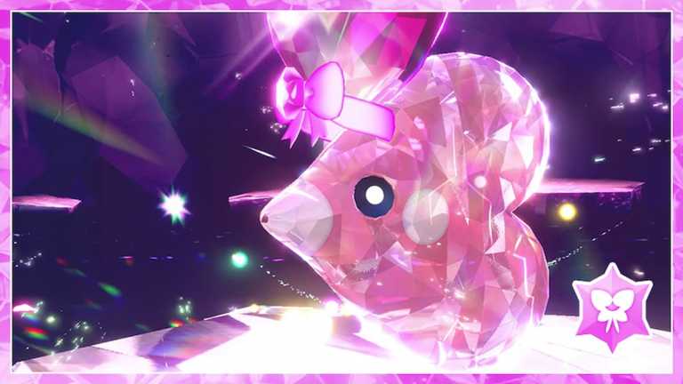 Luvdisc with the Fairy Tera Type in a Tera Raid in Pokémon Scarlet and Violet