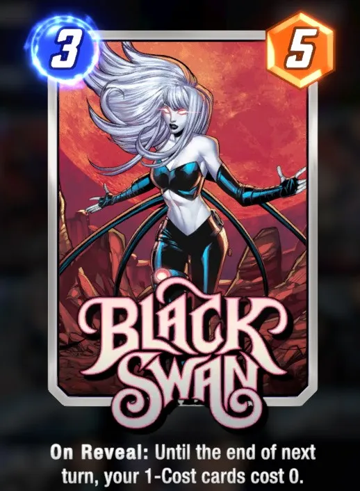 Black Swan card in Marvel Snap.