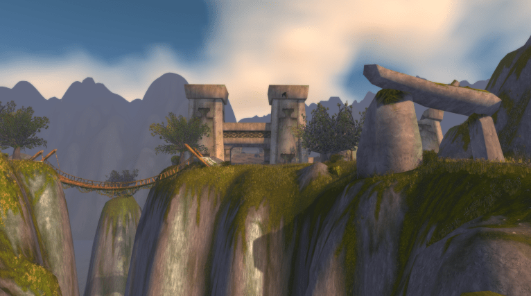 WoW screenshot of the Thandol Span as viewed from the Arathi Highlands