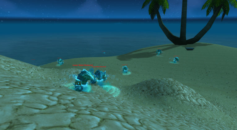 Many water elementals circling an island in Stranglethorn, WoW