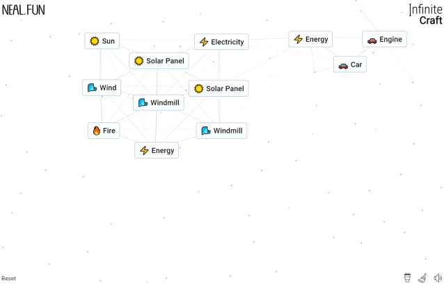 An image of how to make Energy and a Car in Infinite Craft