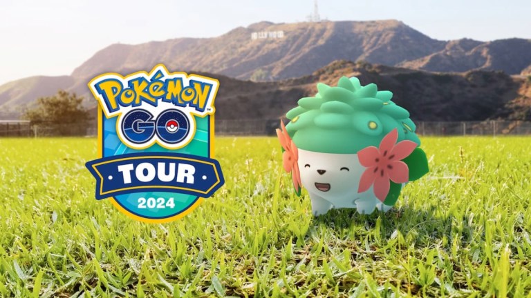 Shiny Shaymin next to the Go Tour logo.